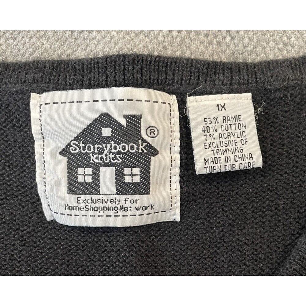 Storybook Knits Women's‎ Plus Black Floral Tank Sweater Size 1X - Picture 2 of 4